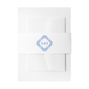 Bandeau De Faire-part Élégant bleu vintage chinoiserie Mariage