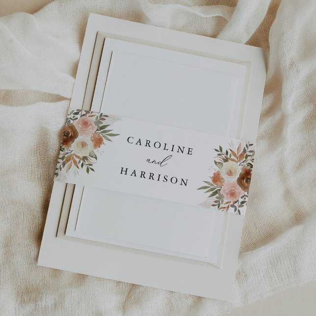 Bandeau De Faire-part Élégant Boho Terracotta Mariage floral (Créateur téléchargé)