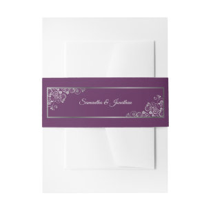 Bandeau De Faire-part Elégant boucles d'argent et torsades Plum violet M