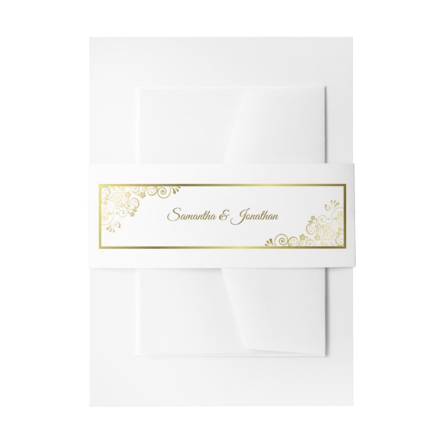 Bandeau De Faire-part Elégant Boucles d'or & Mariage blanc (Devant example)