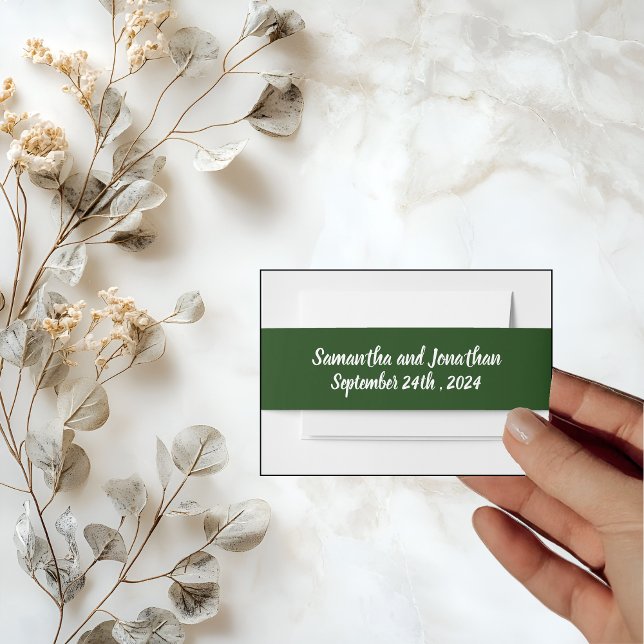 Bandeau De Faire-part Elégant cadre de script or sur vert (Créateur téléchargé)