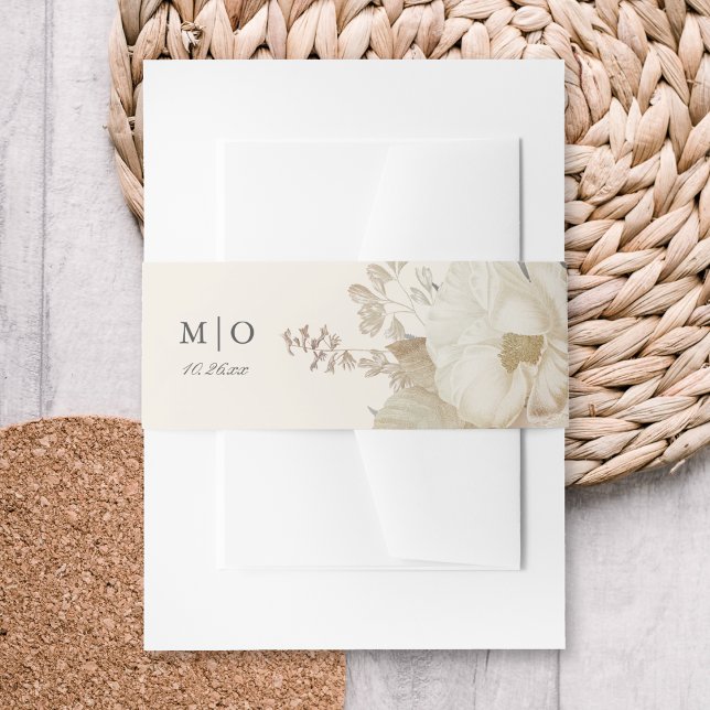 Bandeau De Faire-part Elegant Chic Ecru Boho Mariage Floral (Créateur téléchargé)