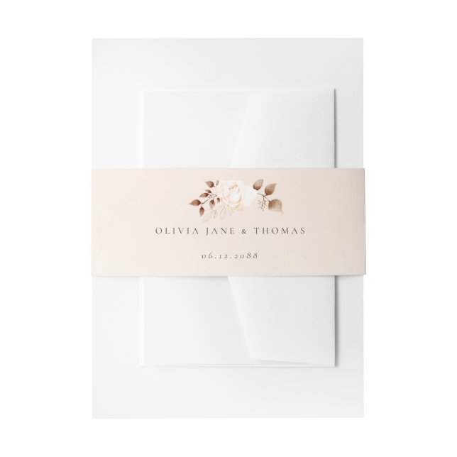 Bandeau De Faire-part Elégant Chic Fall Blush Eucalyptus Floral Mariage (Devant example)