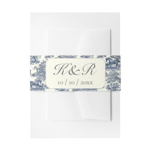 Bandeau De Faire-part Élégant Chic Toile de Cheval Bleu Élégant Noms Ini