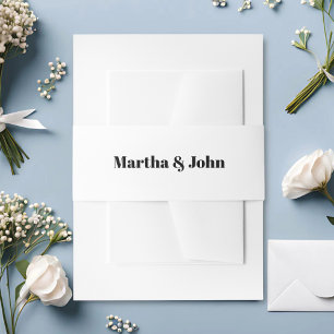 Bandeau De Faire-part Élégant classique blanc et Mariage noir