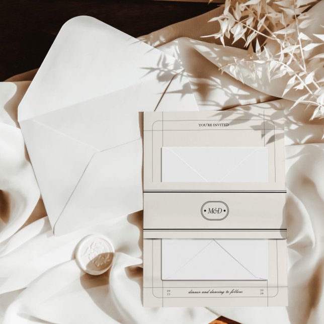 Bandeau De Faire-part Élégant classique Mariage gris clair chic (Créateur téléchargé)