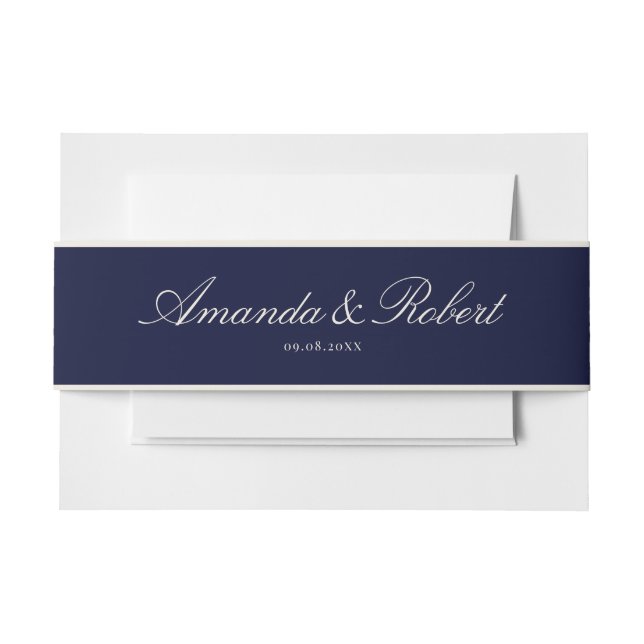 Bandeau De Faire-part Elegant Classy Navy Blue Wedding (Devant Example)