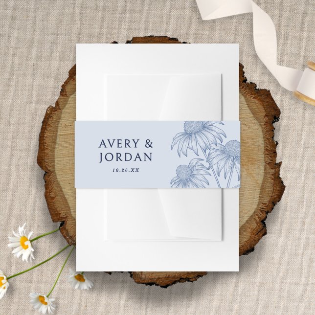 Bandeau De Faire-part Elégant confleur botanique Dusty Mariage bleu (Créateur téléchargé)