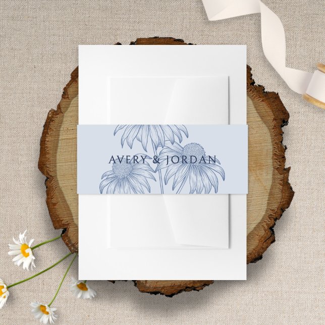 Bandeau De Faire-part Elégant confleur botanique Dusty Mariage bleu (Créateur téléchargé)