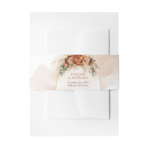 Bandeau De Faire-part Élégant Cuivre et fleurs bordeaux boho verdure