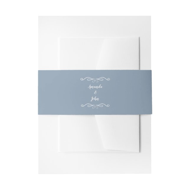 Bandeau De Faire-part Élégant Dusty Blue Custom Calligraphy Mariage (Devant example)