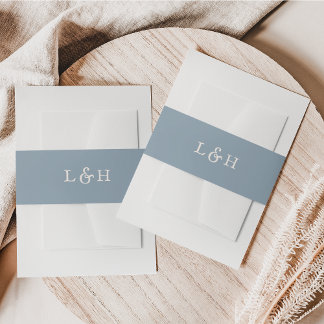 Bandeau De Faire-part Elégant Dusty Blue Vintage Mariage Monogramme