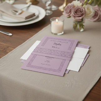 Bandeau De Faire-part Elegant Dusty Rose Mauve Vintage Pattern Wedding