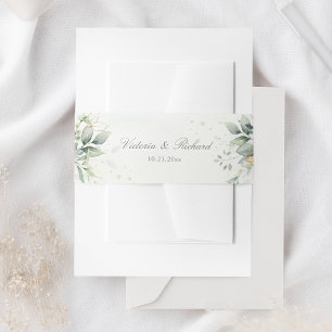 Bandeau De Faire-part Elégant Eucalyptus Feuille Mariage or vert