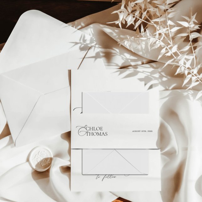 Bandeau De Faire-part Élégant Faire-part de mariage noir et blanc (Elegant Black & White Wedding Invitation Invitation Belly Band)