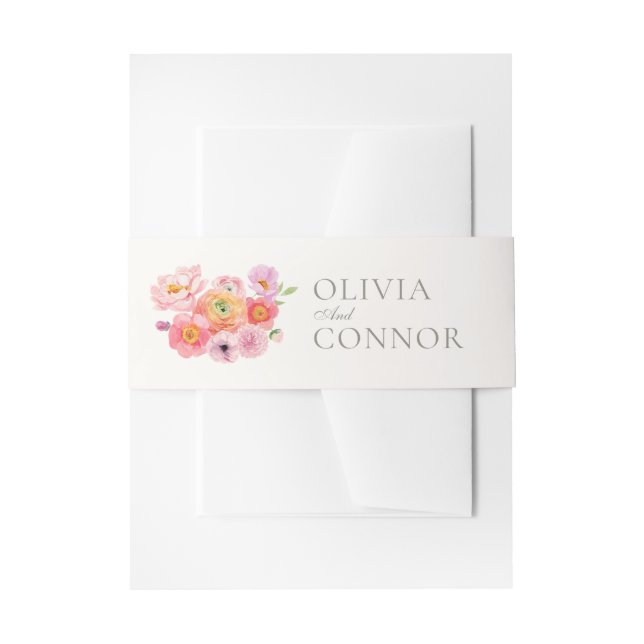Bandeau De Faire-part Elegant Floral Wedding Invitation Band (Devant example)