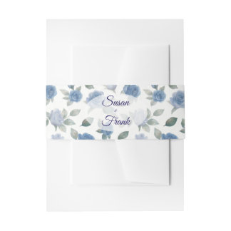 Bandeau De Faire-part Elegant French Blue Rose Watercolor Wedding