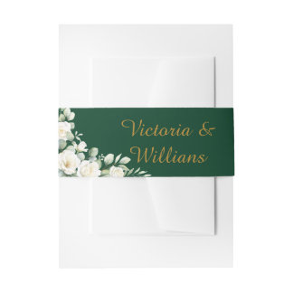 Bandeau De Faire-part Elegant Gold Floral Wedding Belly Band