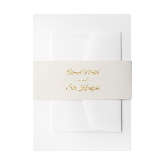 Bandeau De Faire-part Elegant Gold Script Wedding Invitation Belly Band (Devant example)