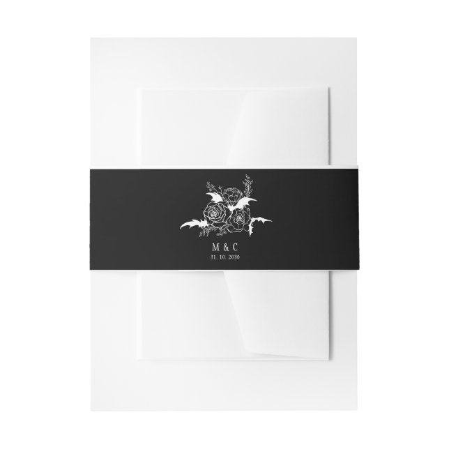 Bandeau De Faire-part Élégant gothique Floral Mariage noir (Devant example)