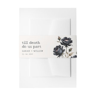 Bandeau De Faire-part Elégant gothique noir Rose noir Mariage