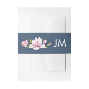 Bandeau De Faire-part Élégant Magnolia Monogramme Mariage floral