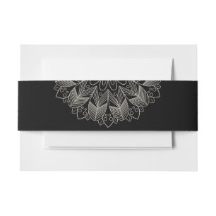 Bandeau De Faire-part Élégant Mandala Indien Boho Chic Mariage Noir