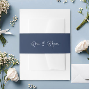 Bandeau De Faire-part Élégant mariage bleu marine et blanc en écriture o