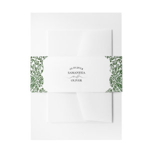 Bandeau De Faire-part Élégant Mariage damassé verte