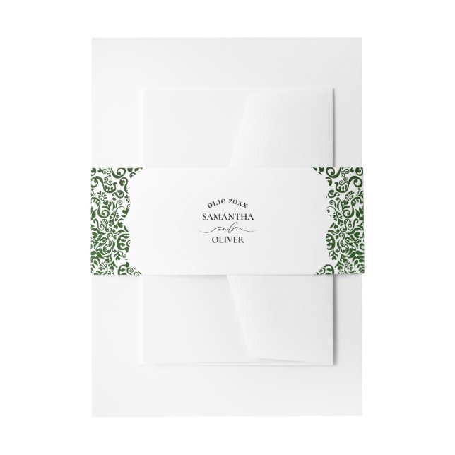 Bandeau De Faire-part Élégant Mariage damassé verte (Devant example)