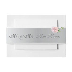 Bandeau De Faire-part Élégant Mariage d'argent et d'hydrangée rose