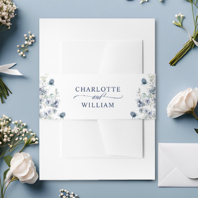 Bandeau De Faire-part Élégant Mariage de feuillage d'hiver bleu Dusty (Créateur téléchargé)