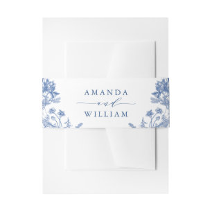 Bandeau De Faire-part Élégant Mariage de Floral Bleu Victorien Français