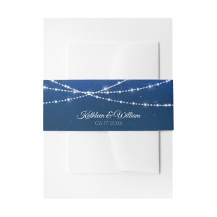 Bandeau De Faire-part Élégant Mariage de nuit Bleu et Argent