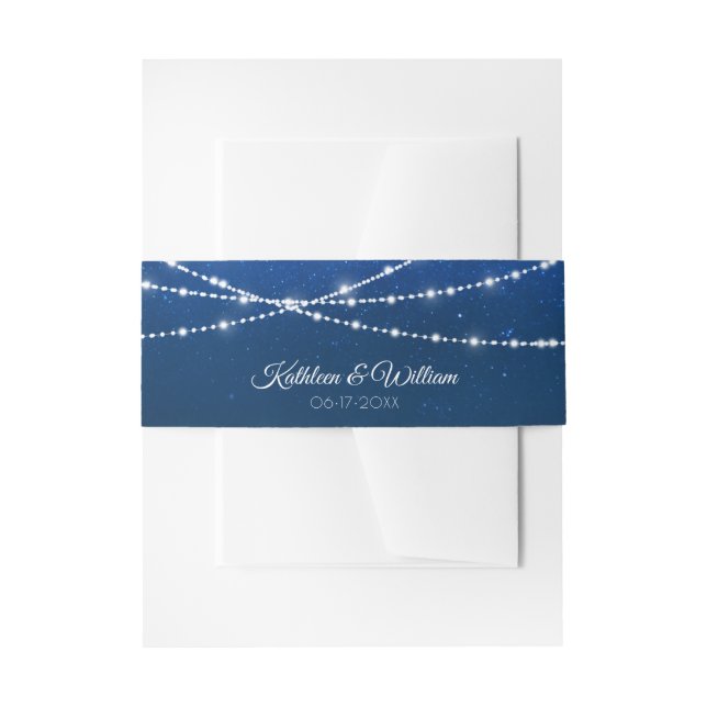 Bandeau De Faire-part Élégant Mariage de nuit Bleu et Argent (Devant example)