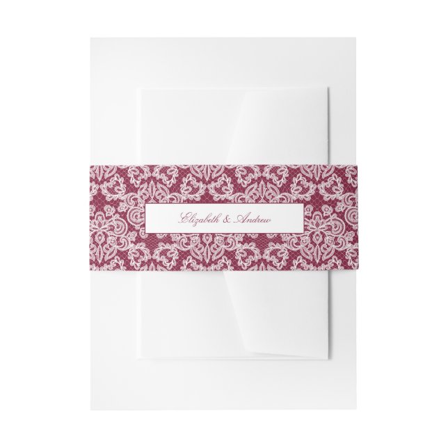 Bandeau De Faire-part Élégant Mariage de script de dentelle (Devant example)