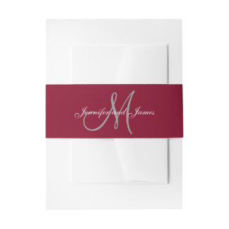 Bandeau De Faire-part Élégant Mariage de script de monogramme de Bourgog
