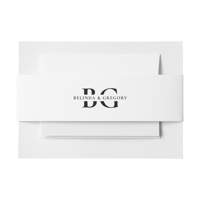 Bandeau De Faire-part Élégant Mariage des initiales de monogramme blanc  (Devant Example)