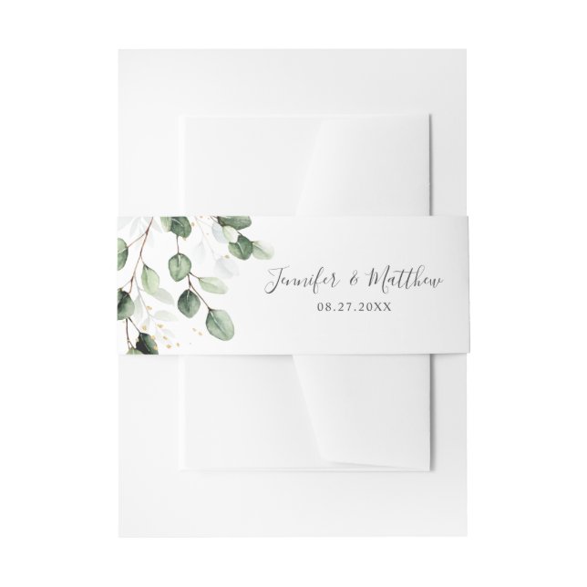 Bandeau De Faire-part Elégant Mariage d'or Eucalyptus (Devant example)