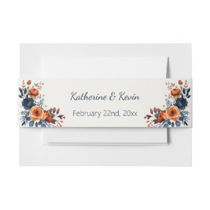 Bandeau De Faire-part Elégant Mariage floral bleu orange marine