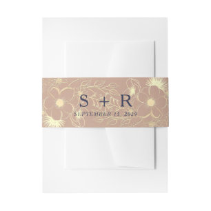 Bandeau De Faire-part Élégant Mariage Floral Rose Gold