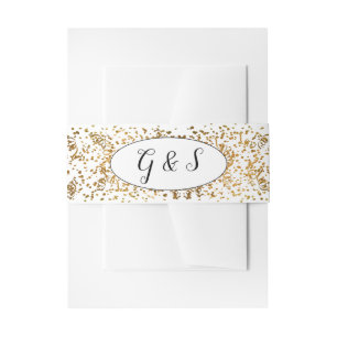 Bandeau De Faire-part Elégant Mariage Gold Streamers Confetti Initiales