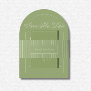 Bandeau De Faire-part Élégant Mariage Green Lines