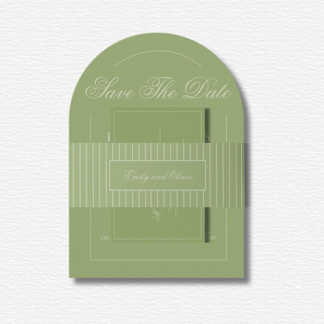 Bandeau De Faire-part Élégant Mariage Green Lines (Créateur téléchargé)