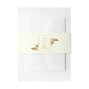 Bandeau De Faire-part Élégant Mariage minime de feuillage ivoire blanc o