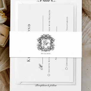 Bandeau De Faire-part Élégant Mariage Monogram Crest