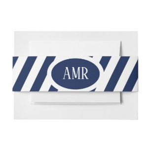 Bandeau De Faire-part Élégant Mariage Nautique trié - Bleu Marine, Blanc