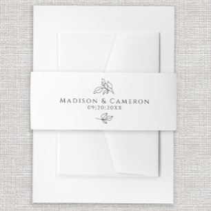 Bandeau De Faire-part Élégant Mariage noir et blanc Feuilles botaniques