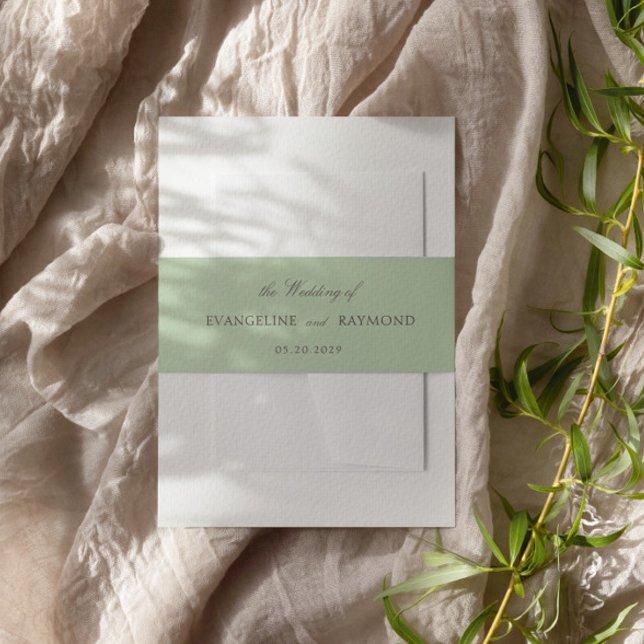 Bandeau De Faire-part Élégant mariage rococo vert clair écriture (Créateur téléchargé)