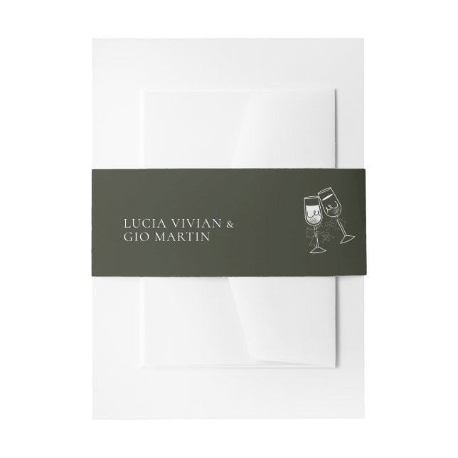 Bandeau De Faire-part Élégant Mariage vert en bois d'olive (Devant example)